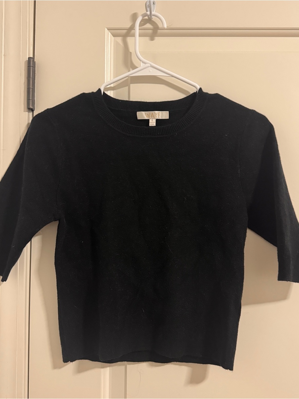Wayf Black Short-Sleeve Crewneck Knit Top
